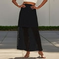 thumbnail image 2 of Gbsyewxs Womens Skirts Midi Skirt High Elastic Waist Hollow Out Layered Solid Color Beach Summer Women'S Skirts Black, 2 of 6