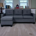 thumbnail image 2 of Cosmic Homes Emma Fabric Upholstered Sectional Couch with Reversible Chaise – Grey | Small Space Living Room Furniture Set, 2 of 6