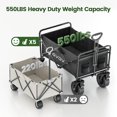 thumbnail image 3 of GVDV Collapsible Folding Wagon, 550LBS Large Heavy Duty Utility Cart with All-Terrain Wheels and Adjustable Handles for Shopping, Camping, Sports, Outdoor, Beach, Black, 3 of 9