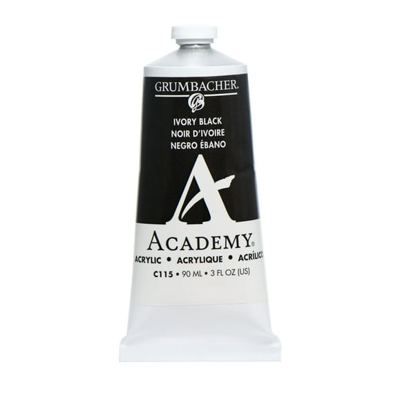 Grumbacher Academy Acrylic, 90ml Tube, Ivory Black
