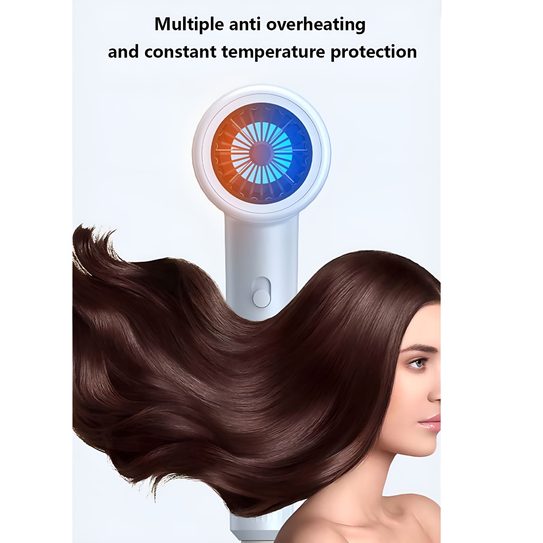 HIBIBUD Hair Dryer with Folding Handle and Retractable Cord, Travel Hair Dryer for Women, Gray