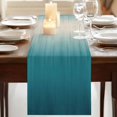 thumbnail image 3 of Table Runners 70 Inches Long Dress Scarves, Teal Blue Ombre Farmhouse Coffee/Dining/Kitchen Table Decor, Holiday Table Runner, Contemporary Gradient Abstract Art 13x70 Inch, 3 of 9