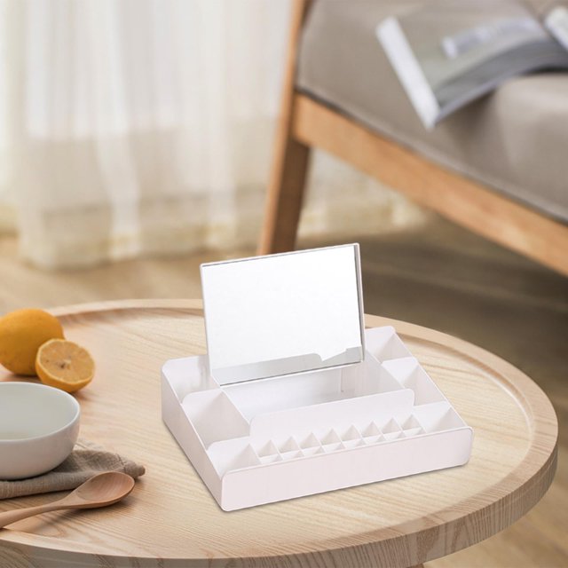 Caja de almacenamiento de cosméticos Macarena organizador de maquillaje con espejo grande Soporte para joyas