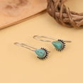 thumbnail image 2 of 925 Sterling Silver Kingman Turquoise Cabochon Pear 8X5mm Gemstone Oxidized Earrings for Women, 2 of 8