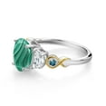 thumbnail image 3 of Gem Stone King 925 Silver and 10K Yellow Gold 3-Stone Ring Oval Green Malachite and Moissanite (3.01 Cttw, Size 7), 3 of 3