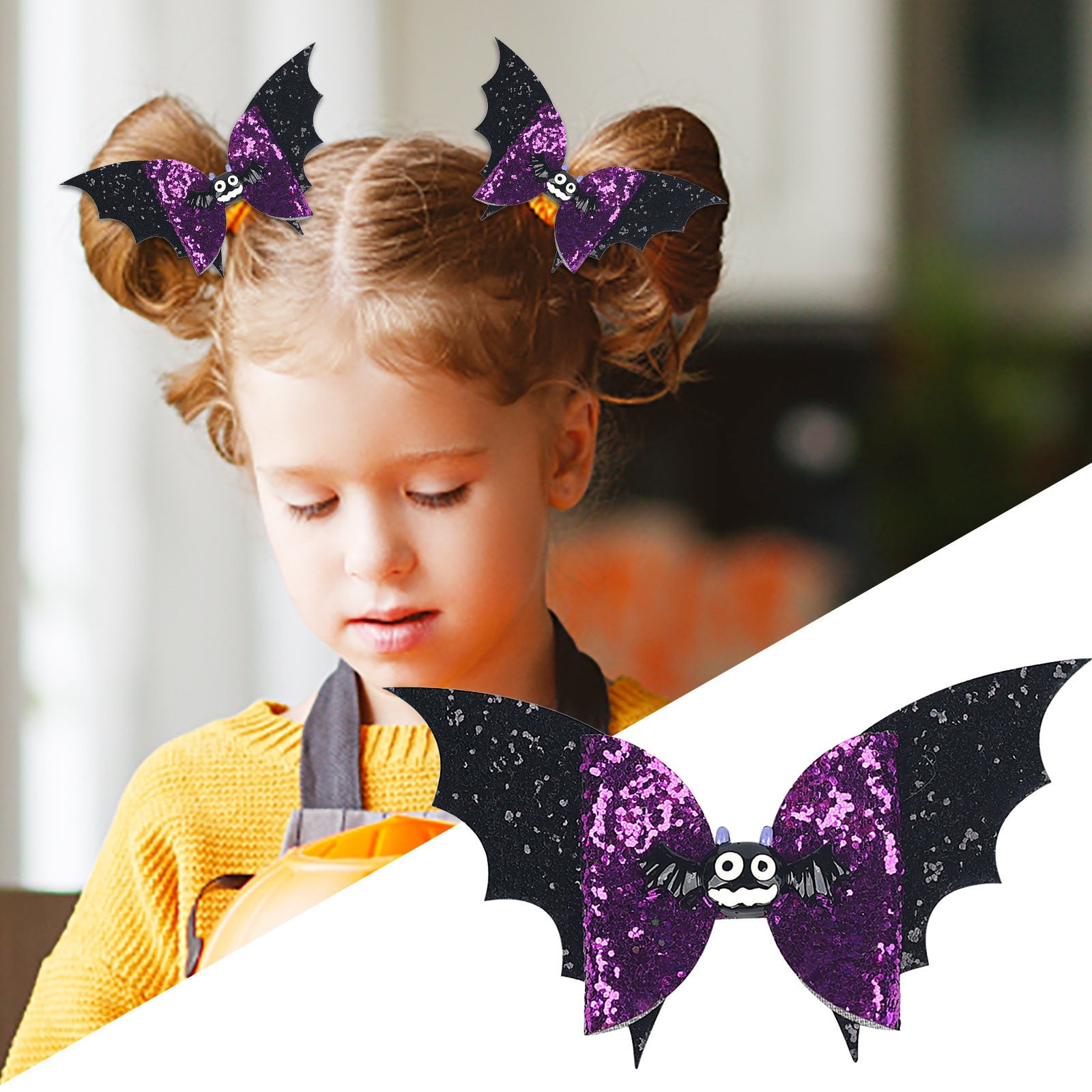 Halloween Glitter Hairpin Boutique Pumpkin Bow Hairpin Trick Cartoon