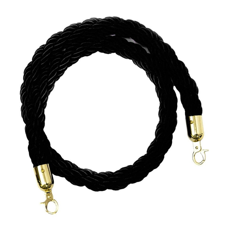 Rope Rope with Hooks 5ft/7ft/10ft, 6 Colors - Black, 2m 2m Black