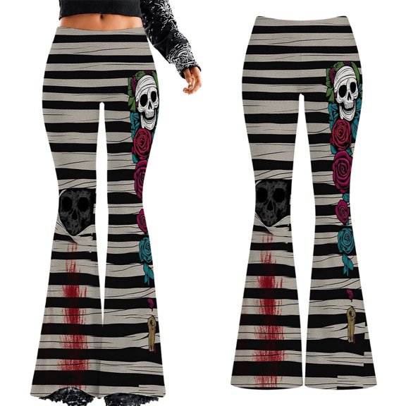KHONTS Halloween Flare Yoga Pants for Women High Waist Tummy Control Yoga Leggings Bootcut Workout Pants