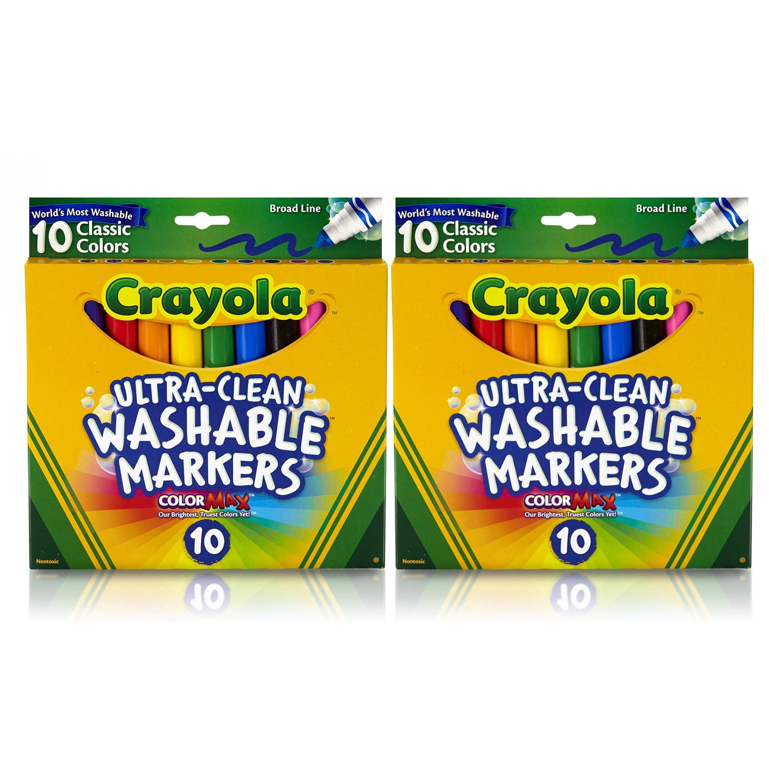 Crayola Ultra-Clean Washable Broad Line Markers, 10 Count - 2 Pack