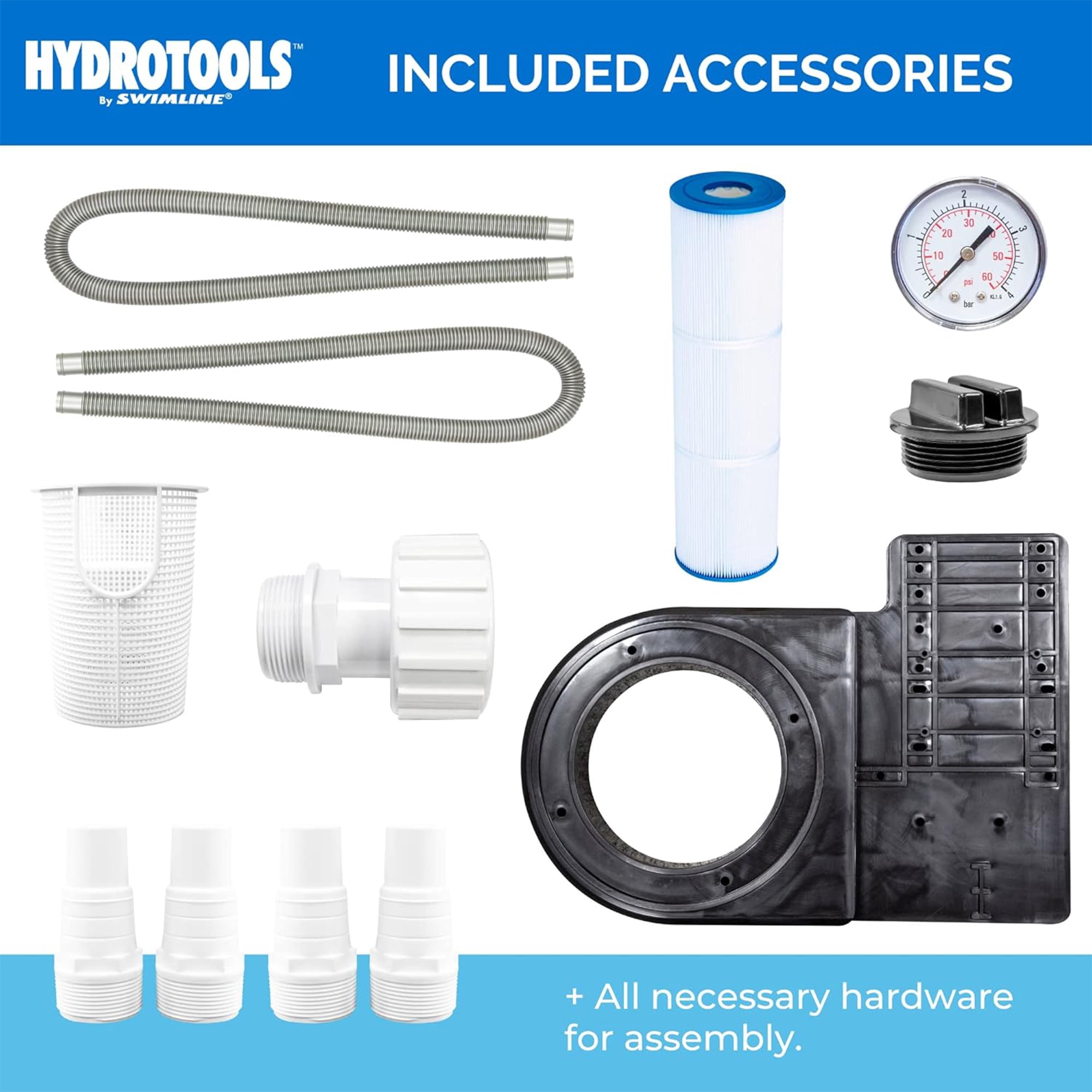 Swimline HYDROTOOLS 50 Sq Ft Cartridge Above Ground Pool Filter Pump System