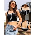 thumbnail image 2 of DARING DIVA Women's Summer Crop Tank Top Sleeveless Color Block Square Neck Cami XS Black, 2 of 6