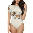 thumbnail image 1 of Fotbe Brown Cat Cartoon Body de Mujer con Cuello Redondo y Mangas Cortas, Sin Mangas Ajustado, Suave, Cómodo y Básico-X-Large, 1 of 7