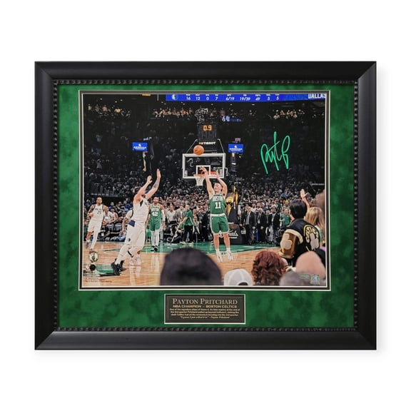 Payton Pritchard Boston Celtics Autographed NBA Finals 16x20 Photo Framed to 23x27 NEP