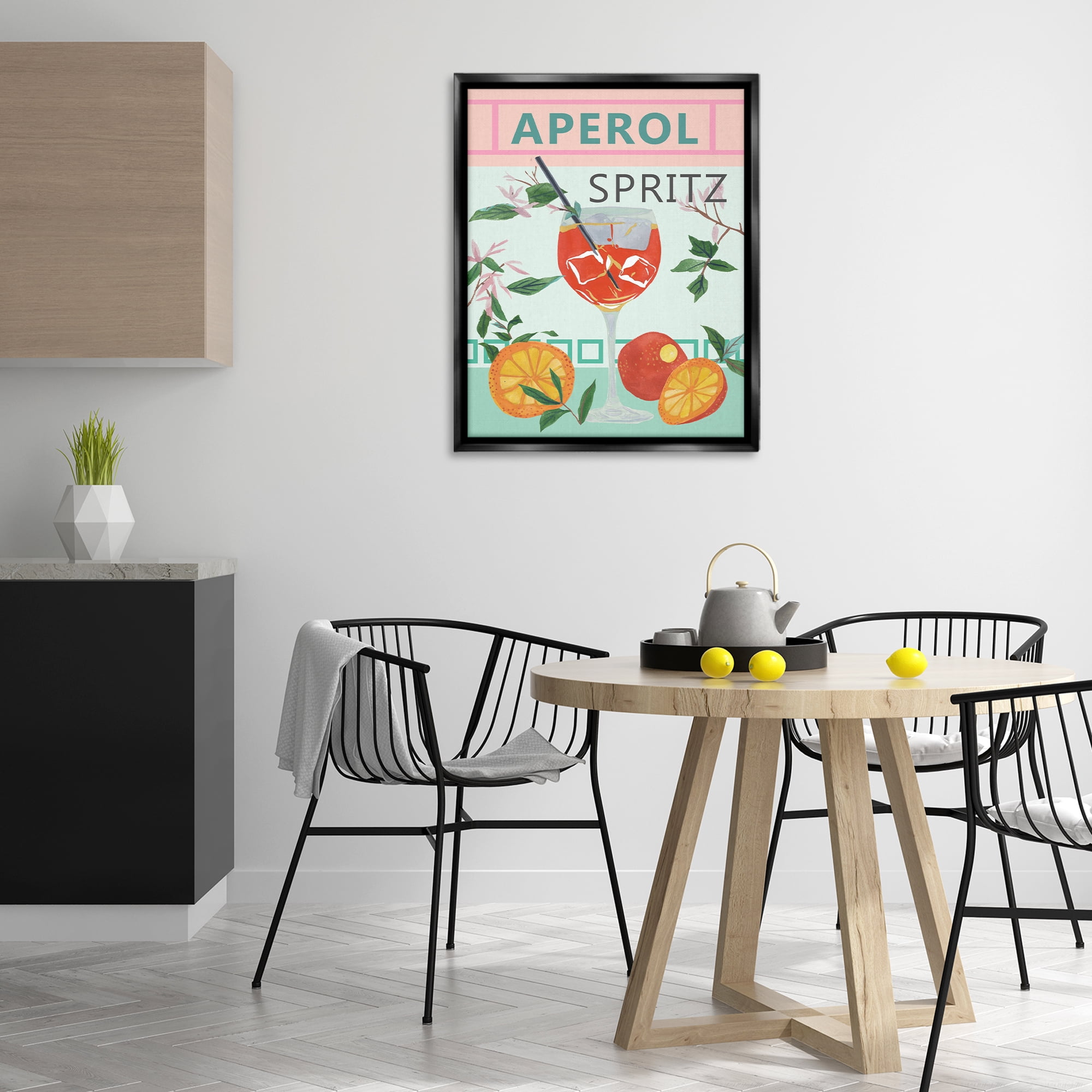 Stupell Industries Aperol Tropical Cocktail Food & Beverage Painting Black Floater Framed Canvas Art Print Wall Art, 25 x 31