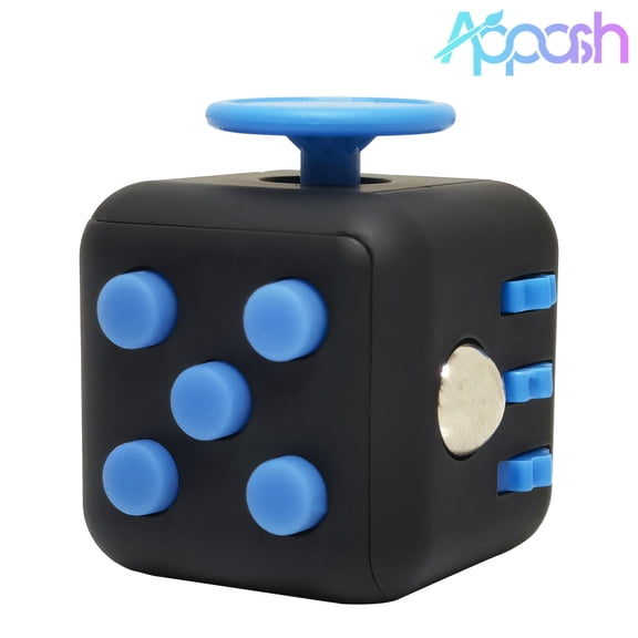 Fidget Cube Stress Anxiety Pressure Relieving Toy Great for Adults and Children[Gift Idea][Relaxing Toy][(Black&Blue)Stress Reliever][Soft Material]