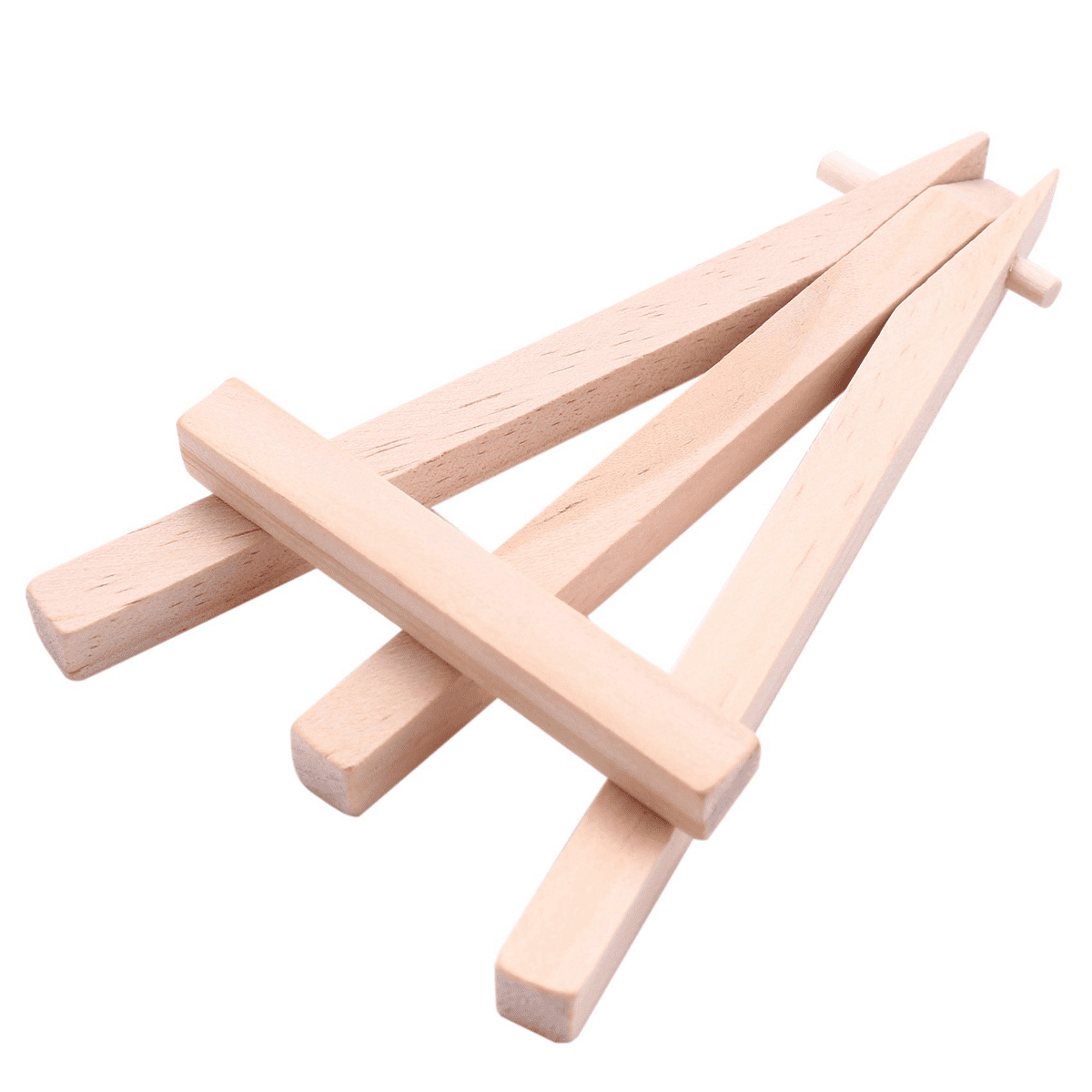 48 Pack 5 Inch Mini Wood Display Easel Natural Wooden Tripod Holder Stand for Displaying Small Canvases and Photos