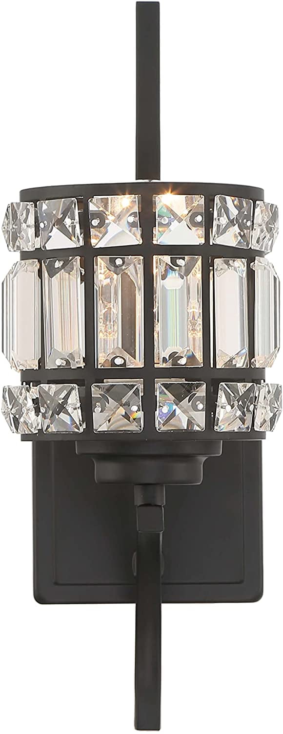 Vanity Art 1 Light Dimmable Vintage Black Armed Sconce Lighting | Modern Fixtures Accent Wall Lights for Bedroom Entrance Doorway Dining Room Living Room Hallway Bathroom Scones S4001BK-MS02