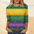 thumbnail image 4 of Ecqkame Mardi Gras Shirts For Women Carnival Graphic Print 3/4 Sleeve Round Neck Party Tops Casual Loose Blouses Purple XXL, 4 of 6