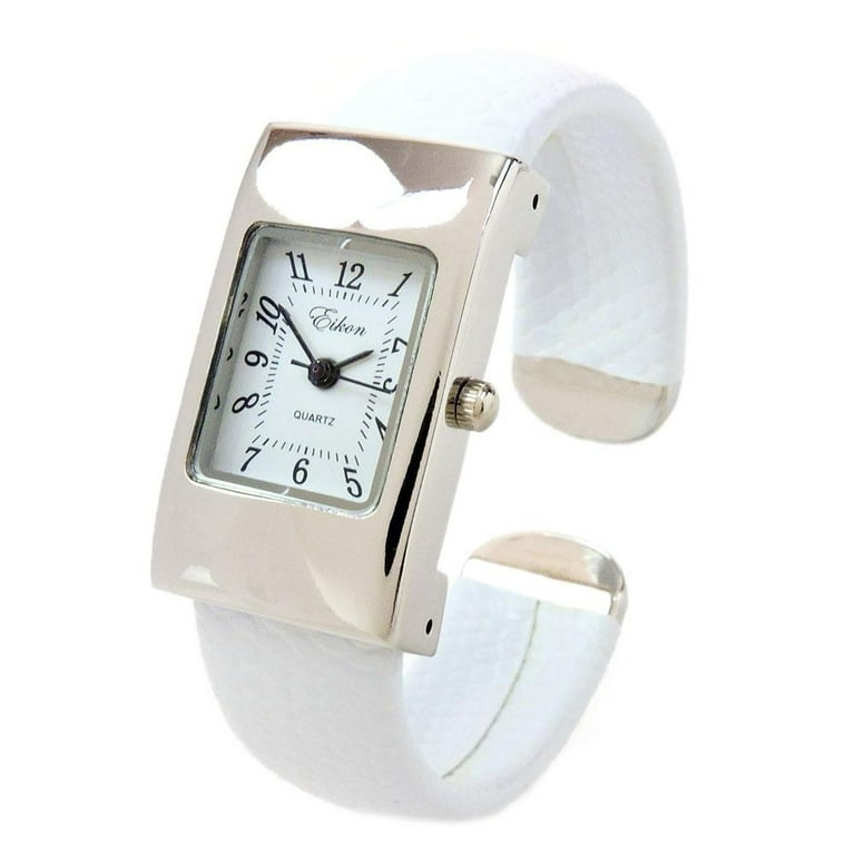 Black Silver Snake Style Band Rectangle Case Women's Bangle