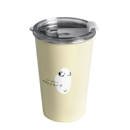 

FaLX Large Capacity Stainless Steel Water Cup - 350/500ml Food Grade Leak-proof Cute Bear Cup Straw Cup - Perfect for Daily Use