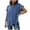 Blue, variant on Moocorvic Women T Shirt Summer Solid Lapel V Neck Blouses Short Sleeve Button Down Tee Tops with Pocket Plus Size Loose Shirts