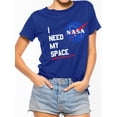 thumbnail image 3 of SLADYGLO Women I need My Space NASA Graphic Letter Print T-Shirt Round Neck Short Sleeves Casual Tops, 3 of 5