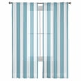 thumbnail image 2 of Aqua Striped Semi Sheer Curtains 84 Inch Length 2 Panels Set, Modern Farmhouse Blue White Stripes Sheer Kitchen Curtain Privacy Voile Window Curtain for Living Room Bedroom Rod Pocket Drapes, 2 of 7