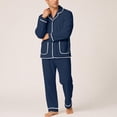 thumbnail image 6 of Vetsdori Mens Warm Fleece Pajamas Sets Comfy Pockets Homewear Long Sleeve Collar Button Shirts and Pants 2 Pieces Stylish Plain Casual Loungewear for Men, 6 of 9