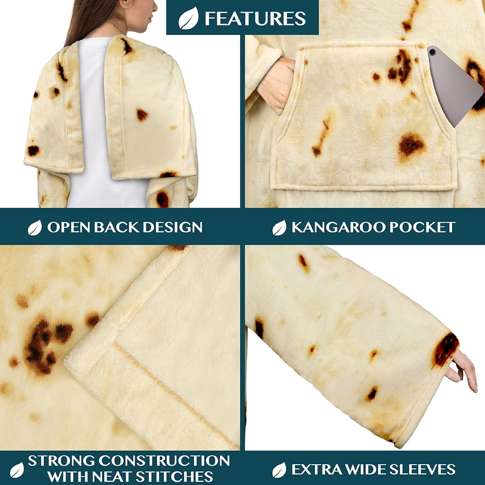 PAVILIA Burrito Fleece Wearable Blanket with Sleeves for Adults Women Men, Soft Warm Full Body Wrap Throw, Sweatshirt Pocket, Cozy Pullover Robe Blanket with Arm, Gifts for Christmas Mom Wife