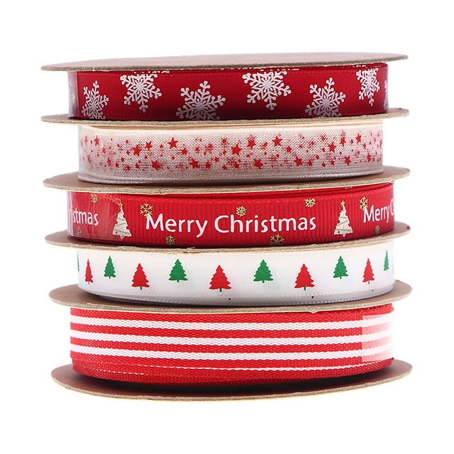 Boovnll Christmas Ribbon 0.4 Inch 25 Yards Holiday Ribbon for Christmas Wreath, Xmas Tree, DIY Crafting Gifts Wrapping, Christmas Party Decor, Christmas Decorations