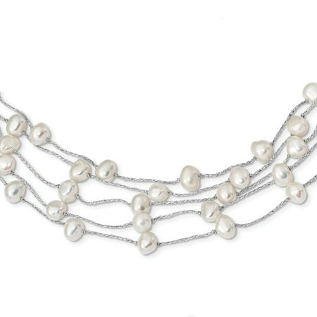 Wallace Grand Baroque Sterling Silver - Sterling Silver 18.75in Baroque Pearl 4 Strand Necklace