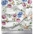 thumbnail image 1 of Soimoi White Poly Georgette Fabric Leaves & Floral Print Fabric by Yard 42 Inch Wide, 1 of 1
