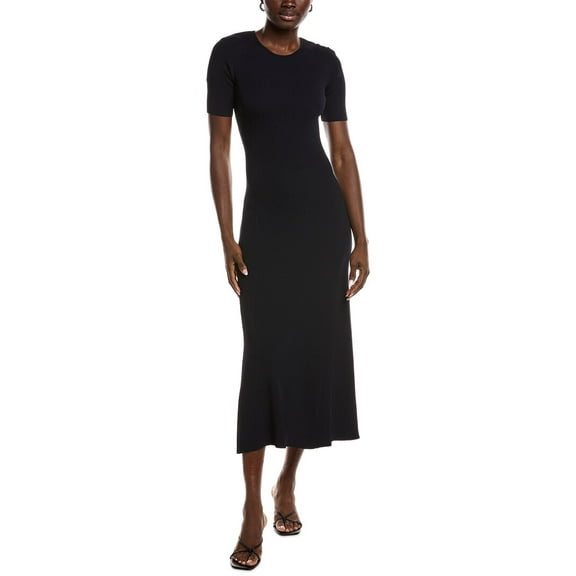Maje womens Rib Knit Maxi Dress, 34, Black