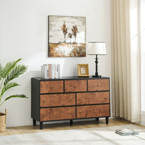 6/7 Drawer Dresser, Chest of Drawers with Metal Handles, Multifunctional TV Stand & Storage Organizer for Bedroom, Living Room, Hallway