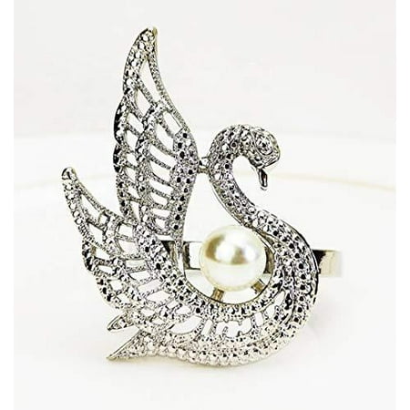 

Fennco Styles Exquisite Swan Pearl Metal Napkin Rings Set of 4