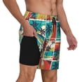 thumbnail image 3 of Picia Colorful Hawaii Palms pattern Mens Swim Trunks with Compression Liner Stretch Beach Shorts Quick Dry with Zipper Pockets No-Chafing Board Shorts-XX-Large, 3 of 9