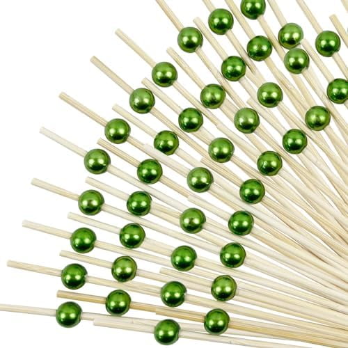 200Pcs Green Decorative Cocktail Picks, 4.7 Inch Fancy Cocktail Toothpicks for Appetizers Picks Long Decorative Skewers for Food Drinks Charcuterie Party Decorations$$Home Decor, Kitchen, & Other