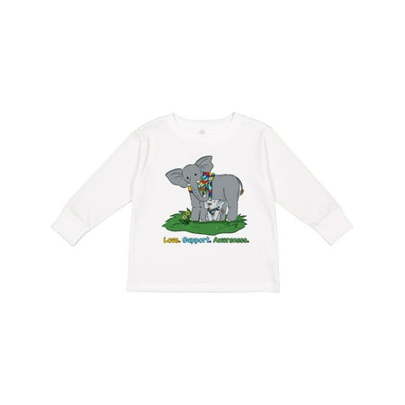 

Inktastic Autism Love Support Awareness Elephants Boys or Girls Long Sleeve Toddler T-Shirt