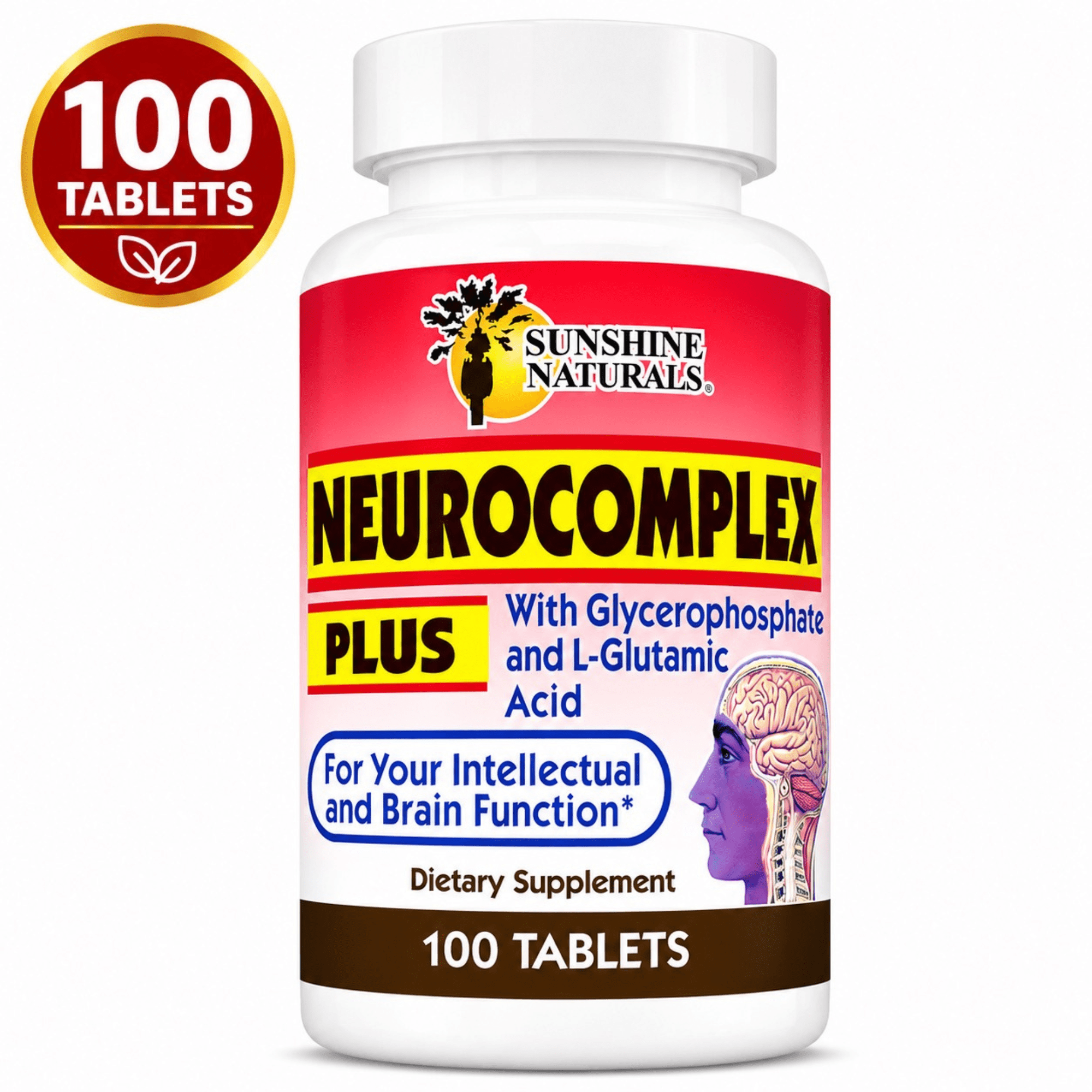 Sunshine Naturals Mental Focus Enhancer Dietary Supplements - 100 Tablets