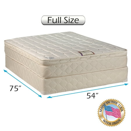 Dream Sleep Dreamy Collection Medium Firm Eurotop Full Mattress Set with Mattress Cover Protector - Innerspring Coils, Premium Edge Guards, Fully Assembled, Longlasting by Dream Solutions USA
