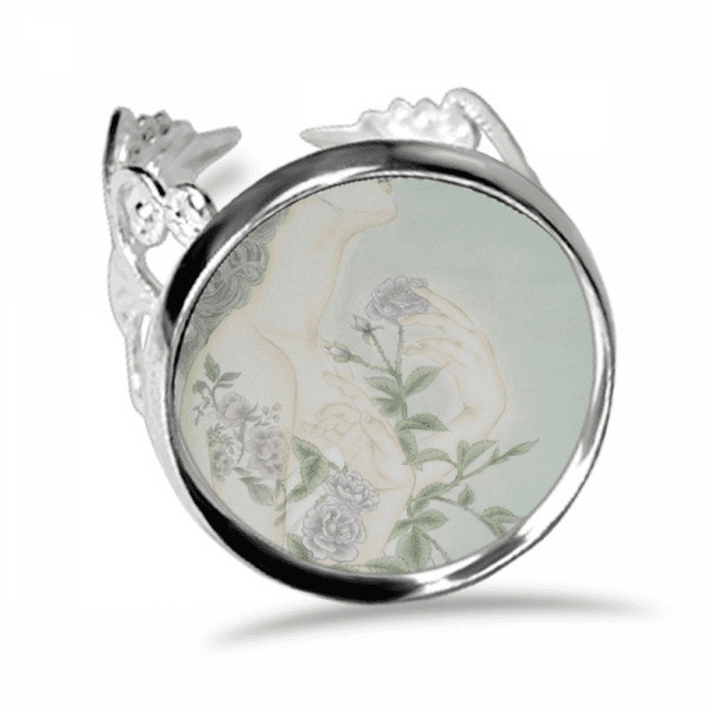 Purple Flower Beauty Chinese Painting Ring Adjustable Love Wedding Engagement