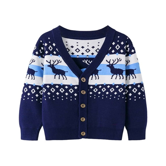 Gubotare Toddler Boys Cardigan Sweater Little Boys Buttons Down Sweaters Cardigan Toddler V-Neck Outwear 3T 4T (Blue,3-4 Years)