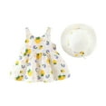 thumbnail image 1 of Ashirexll Robe Fille Sans Manches à Col Rond Couleur Unie Robe en Mélange de Coton Longueur Genou Jaune 2 Ans, 1 of 7