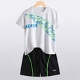 thumbnail image 2 of KPOPLK Boys 2-piece Clothes Teen Boys Short Sleeve Graphic T-Shirt and Shorts Set, Lightweight & Breathable Size 11-12 Years,White, 2 of 5