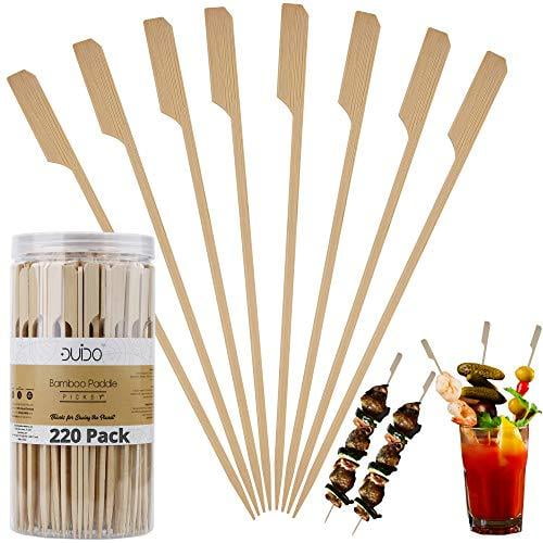 Bamboo Skewers Paddle Wooden Sticks (Pack of 220) 7 inch Grill