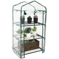 Sunnydaze 2' x 1.5' x 4' Outdoor Portable 3-Tier Mini Greenhouse, Clear Cover