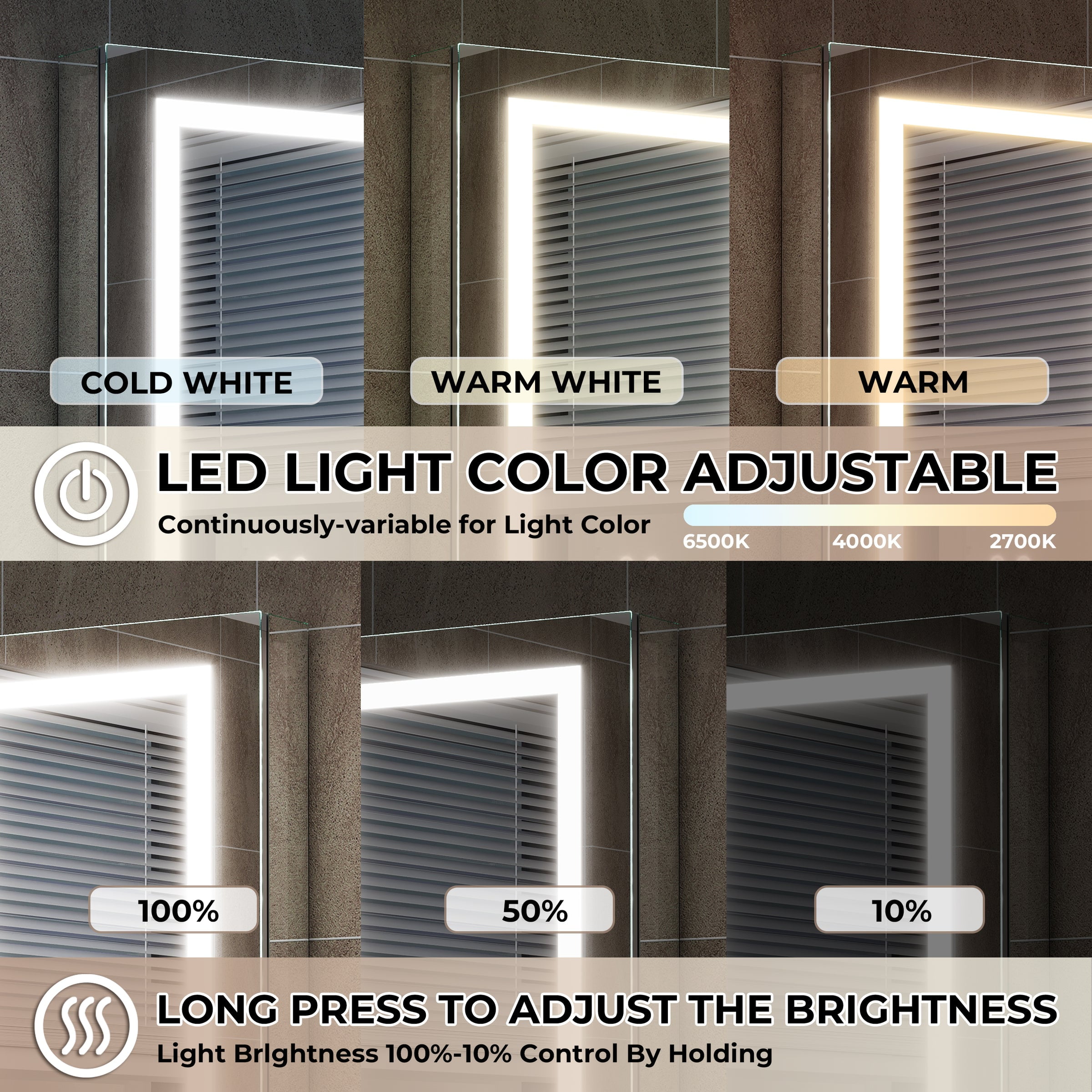 ANGELES HOME 24" x 30" LED Medicine Cabinet with Lights, Medicine Cabinet with Mirror, Surface or Recessed Mounted, Anti-Fog, Dimmable, Memory Function, Outlets & USB, Left Side