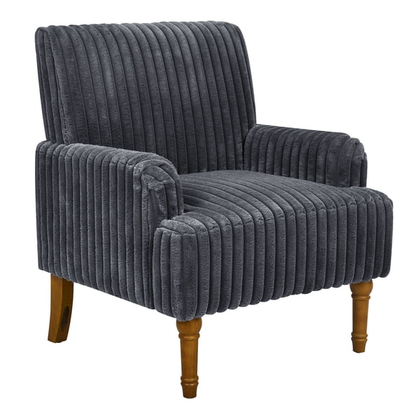 S-HOME Classic Mid-Century Modern Chair Plush Upholstered Armchair with 9-Inch Solid Wood Legs for Living Room Seating, Dark Gray