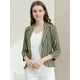 thumbnail image 2 of Blazer De Solapa Con Muescas Y Mangas 3/4 A Rayas Para Mujer ejercito verde M, 2 of 6