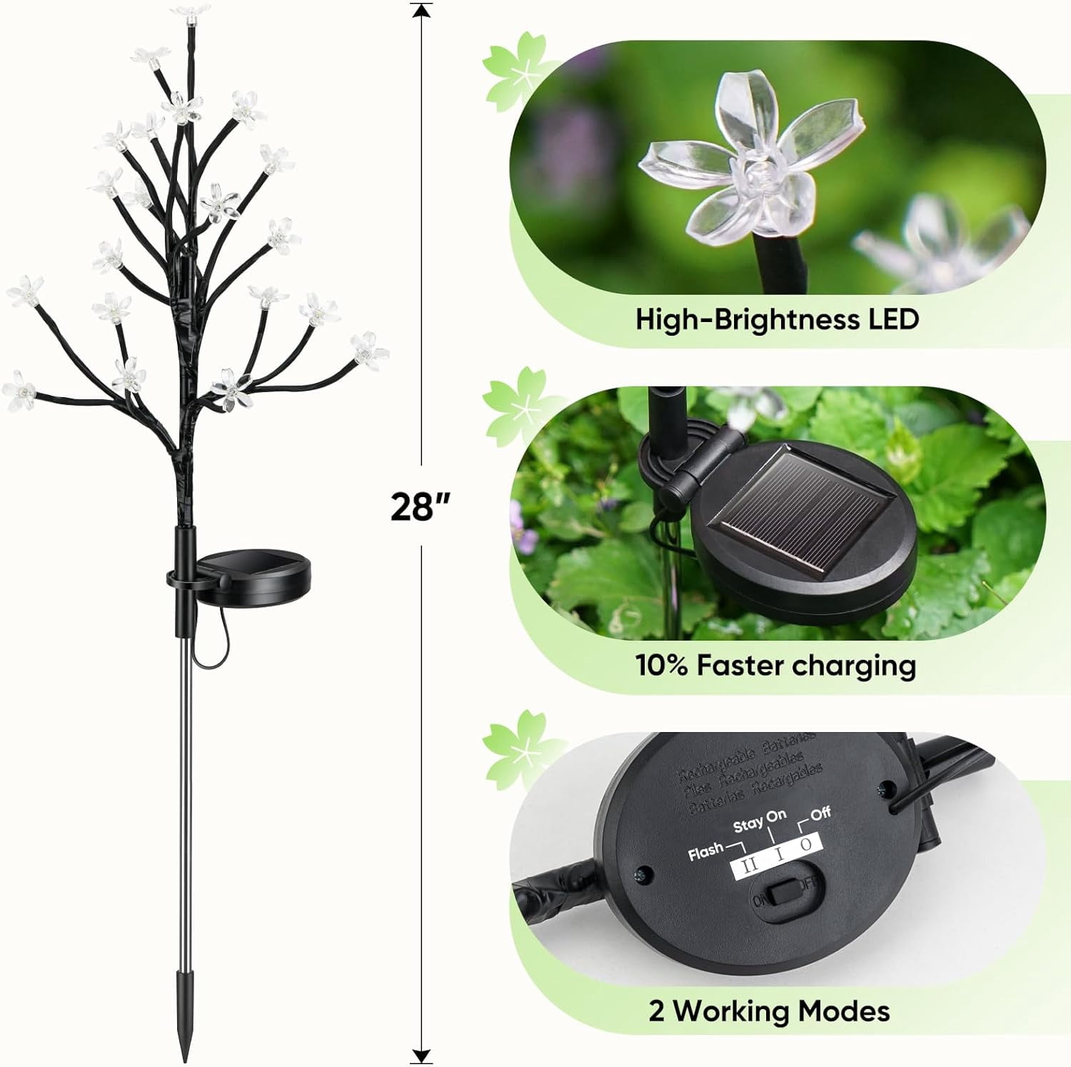 Solar Flowers Lights Garden Decor, Solar Garden Lights Outdoor Decorative,2Pack 40LED Solar Lights Outdoor Garden Waterproof for Outside Yard,Lawn,Patio,Pathway Decorations Gardening Gifts
